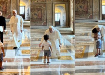 Una carrera y un abrazo repentino, el Papa León y la espontaneidad de un niño
