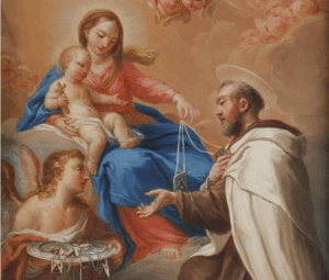 Escapulario de la Virgen del Carmen, un signo de devoción infinita, historia y tradición 3 cuadro escapulario virgen del carmen san simon stock e1751531146985