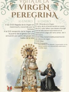 La imagen peregrina de la Virgen de los Desamparados visita este fin de semana el barrio de la Fonteta de San Luis 2 Cartel visita VIrgen2